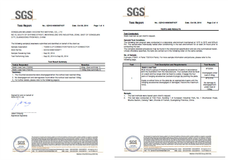 SGS report of panel push fit clip