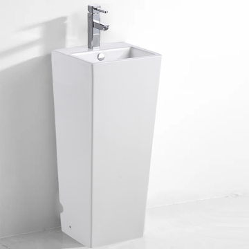 Customizable Color Pedestal Basin: Square Ceramic Freestanding Bathroom Sink