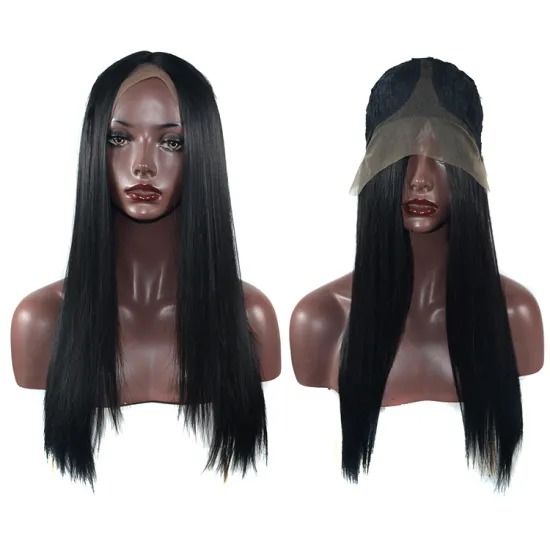 Synthetic Fiber Long Straight Natural Hair Lace Front Wigs Glueless Laces Natural Black Hair Wig With Baby Hair For Black Women