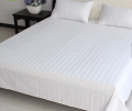 Flat Striped White Hotel Flat Sheet