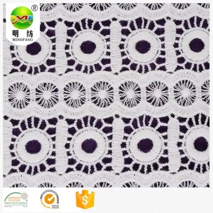 100% cotton yarn chemical lace embroidery fabric