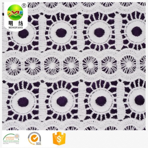 Embroidery Lace Dress Fabric 100% cotton yarn chemical lace embroidery fabric Manufactory