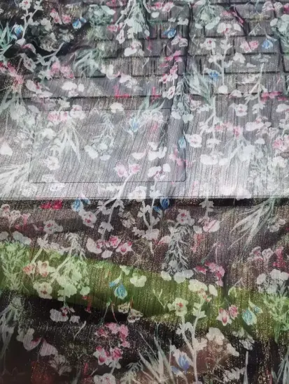 30d Polyester chiffon crepe foil printed fabric