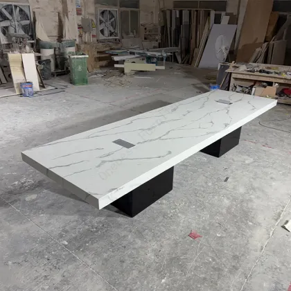Modern 20 Feet Corian Quartz Stone Conference Table for Boardroom Furniture