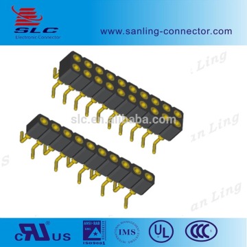Dual round pin socket 2.54mm pitch SMT machine female header connector