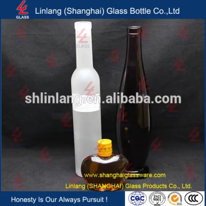 Antique Green Ice Fruit Wine Glass Bottle with Cork Neck