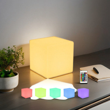 10x10 LED Night Light Cube for Kids - ABS Rechargeable Bedside Lamp with Remote Control