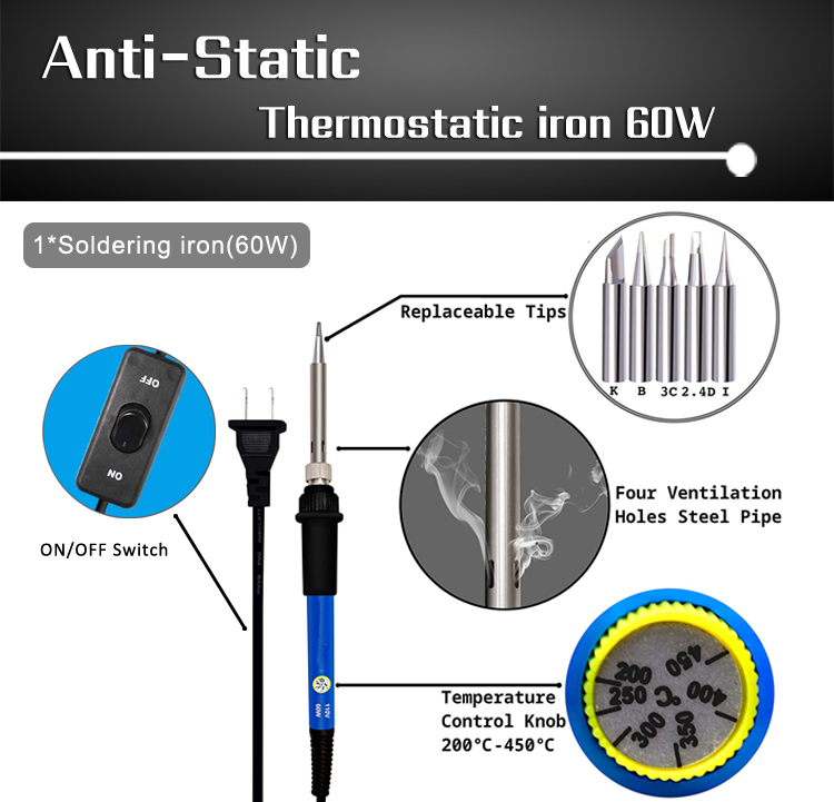 Soldering Iron Kit with ON-Off Switch - Rarlight 9pcs/set SSTS-SIS-0051A: Comprehensive Toolset for Your Soldering Needs