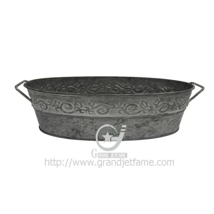 garden decor brown oval metal pot