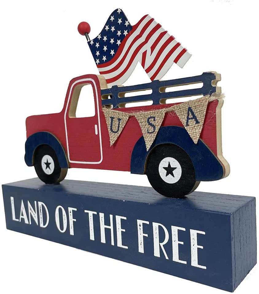 애국적 장식 미국 국기 트럭 상자 사인