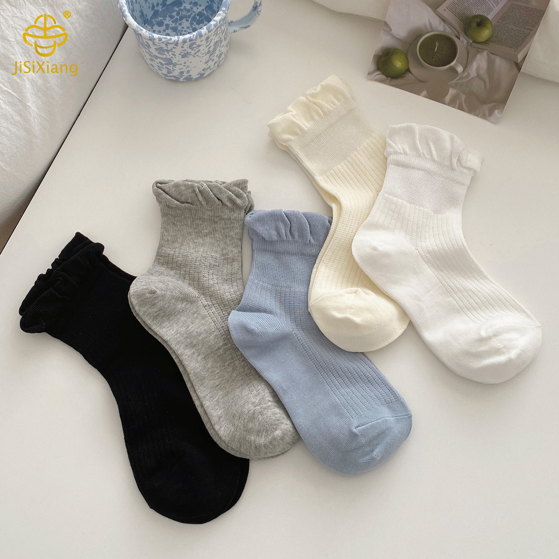 Fungus lace solid color tube socks