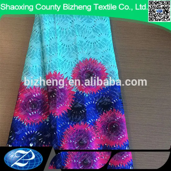 High quality african print cord lace fabric with big flowers