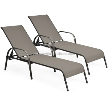 Adjustable Five-Position Long Reclining Chaise Lounge Set for Outdoors