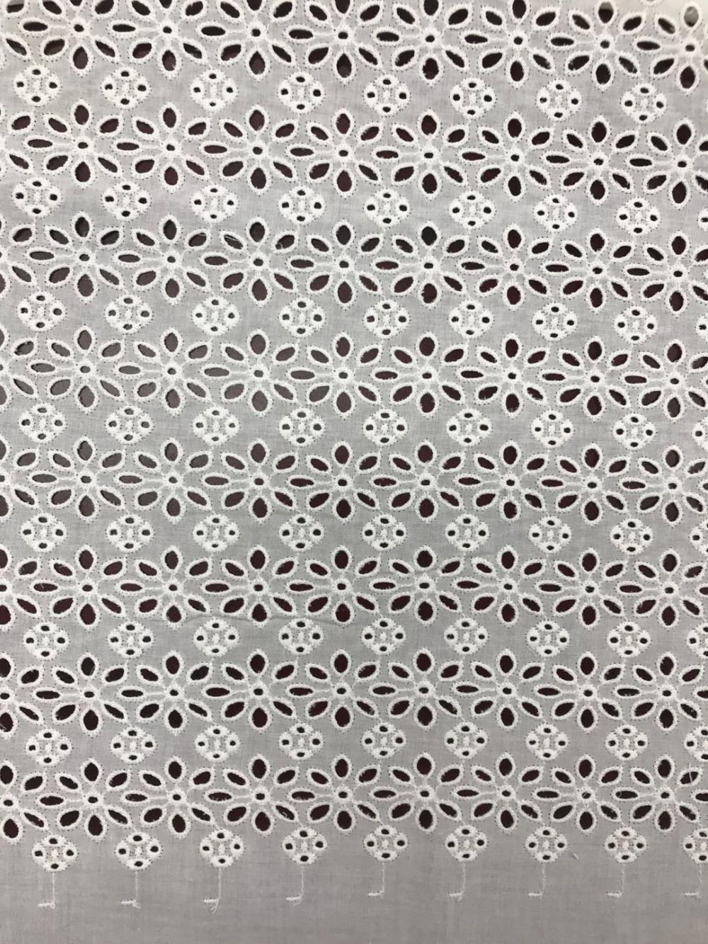 Multiple petals white Cotton embroider fabric