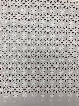 Multiple Petals White Cotton Embroider Fabric