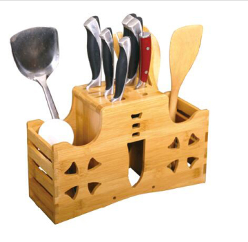 Bamboo Utensil Holder Kitchen Flatware Organizer