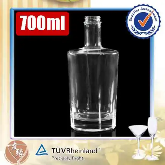 Fashion boston round 700ml vodka / brandy custom design glass bottle