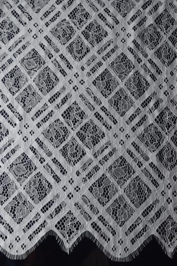 100% Nylon White Beautiful Panel Lace Fabric