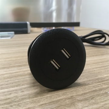 Round Recessed Socket Dual USB Ports
