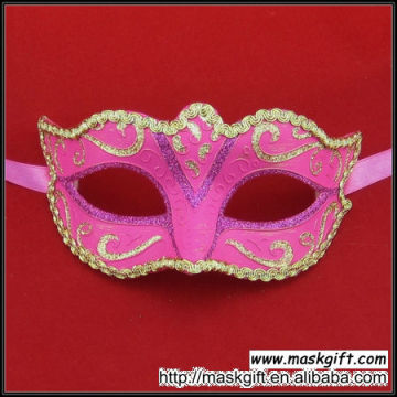 Wholesale High Quality Hot Pink And Gold Venetian Style Plastic New Year Masks