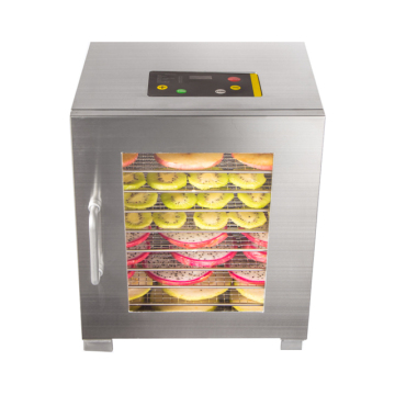 FD10A in acciaio inossidabile a 10 vassori commerciale vegetale e frutta disidratatore-33x37x47cm, 0-24/30-90 ore impostazioni-29x37cm