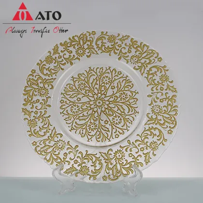Custom made gold elegant dinner glass charger plate