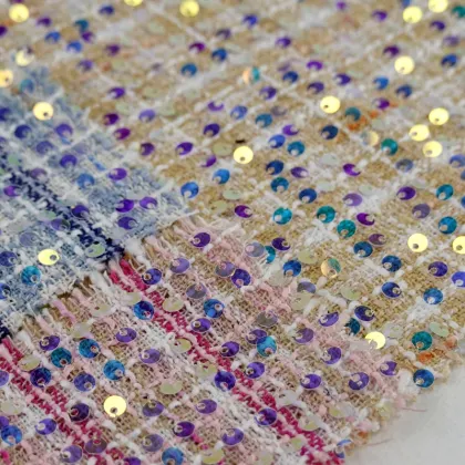 Fancy 100% Polyester Woven Tweed Woolen Fabric