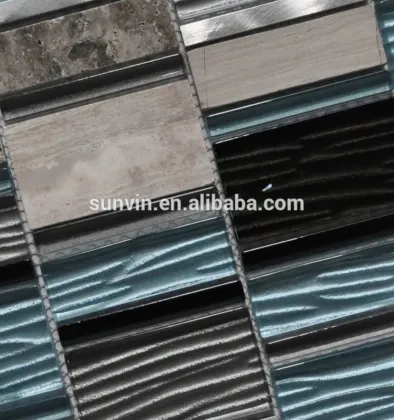 Construction materials glass mix stone mosaic mesh self adhesive wall tile