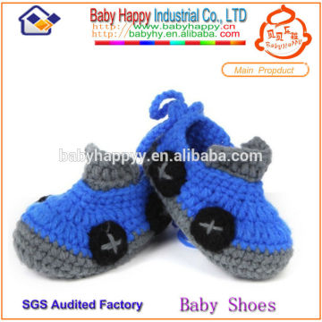 Dark blue crochet baby wool boot