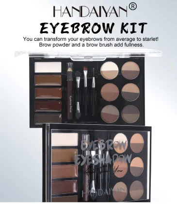 Professional HANDAIYAN Eyebrow Kit: 12 Color Powder, 5 Color Mascara, 4 Shades Eyebrow Stencils - Complete Eye Makeup Cosmetics Set