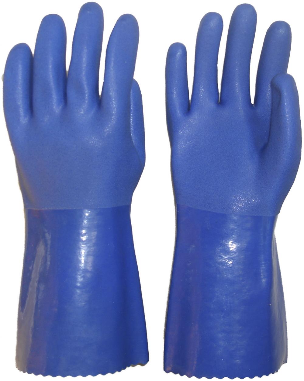 Blue PVC Chemical Coated Gloves