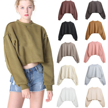 Fleece Fashion Women's Casual Hoodie Crop Tops