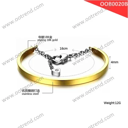 18K golden plated Stainless steel balance bracelet with heart charms anad heart clasp, heart by heart