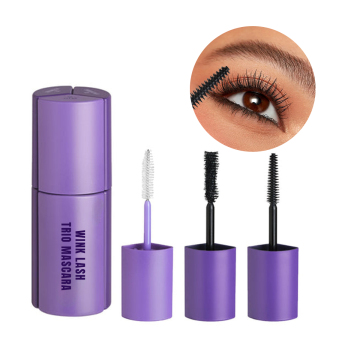 Vegan Clear Mascara Primer & Organic Volumizing Lengthening Mascara - 3 in 1 Longlasting Formula