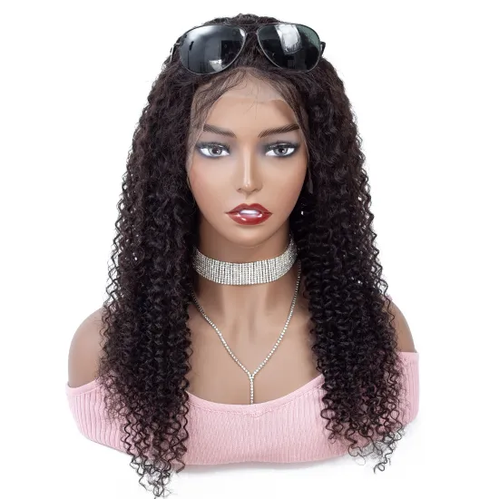 Large Stock 10A Mongolian Kinky Curly Human Hair Wig Transparent Swiss Lace 13X4 13X6 Frontal Wig Pre Plucked Natural Hairline