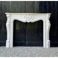 Antique-Style Ornate Fireplace Mantel with Floral Motif