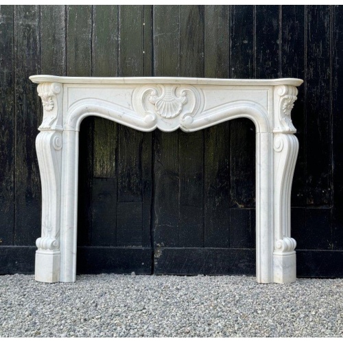 Antique-Style Ornate Fireplace Mantel with Floral Motif