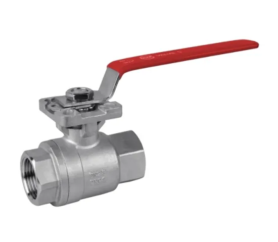 2PC stainless steel screw ends ball valve with ISO 5211 mounting pad