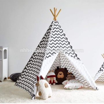 CE certified soft cotton canvas chevron style children play tent room kids teepee