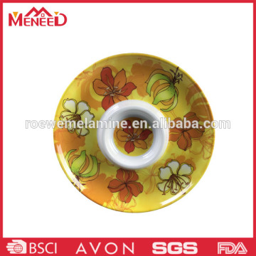 Hot seller melamine dinnerware reusable plastic material chip and dip platter