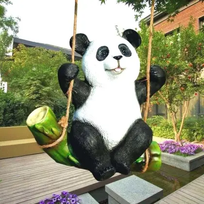 Garden decoration resin animal sculpture fiberglass panda statue