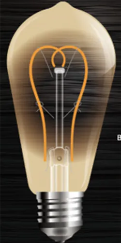 new premium 220v e27 5w 300Lm st64 led filament bulb twin loop