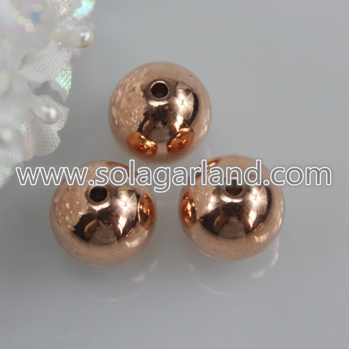 4-16MM Acrylic Electroplating Metallic Round Chunky Beads