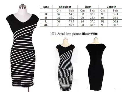 Fashion Stripes High Waist OL Work Slim Clothing