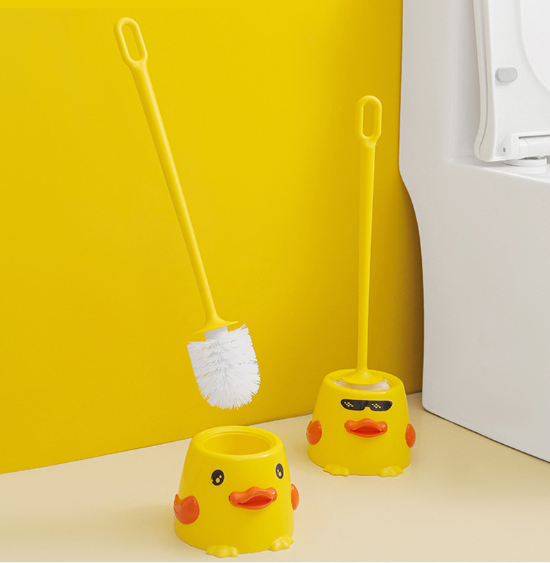 Yellow Duck Cute Toilet Brush Set with Holder
