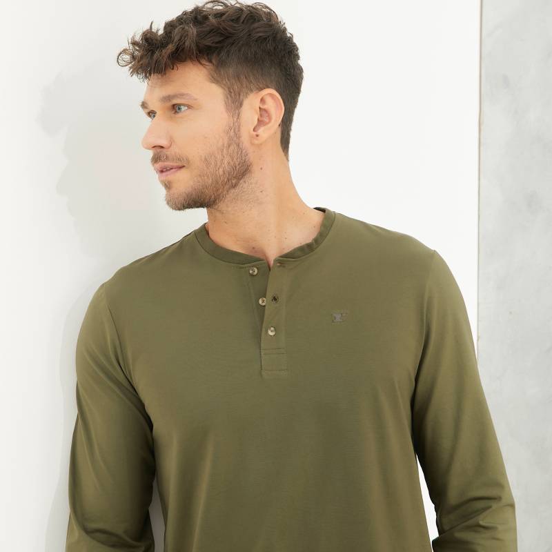 Casual Semi Placket Long Sleeve T-Shirts