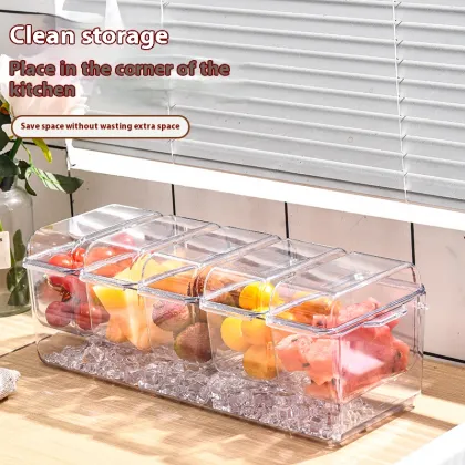 Transparent Plastic Multi-Grid Preservation Box with Detachable Ice Storage