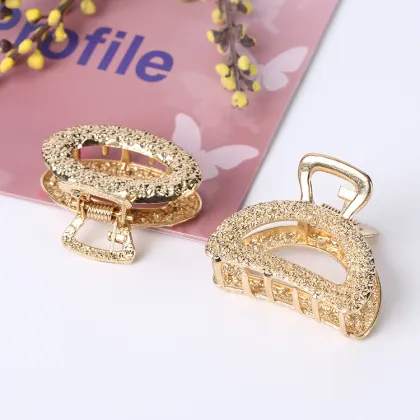 Flower glitter hair Crab claw clips metal gold