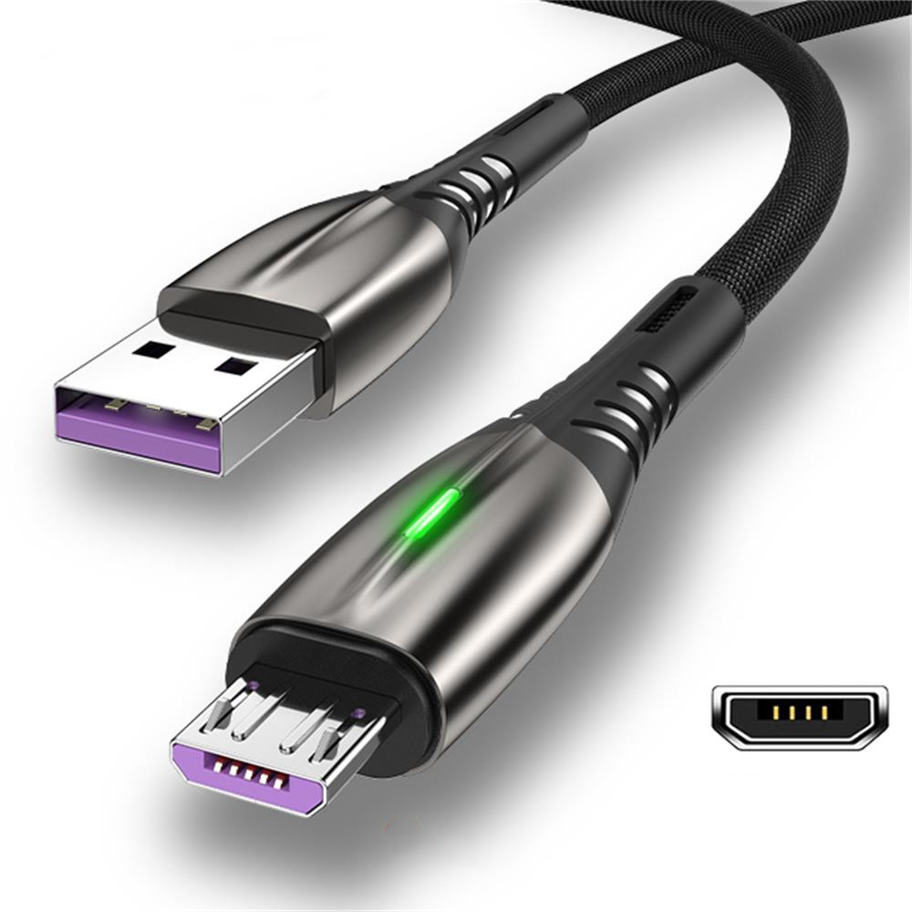 5a lange micro USB -gegevenskabel met lamp