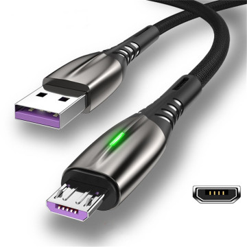 5A kabel data USB mikro panjang dengan lampu